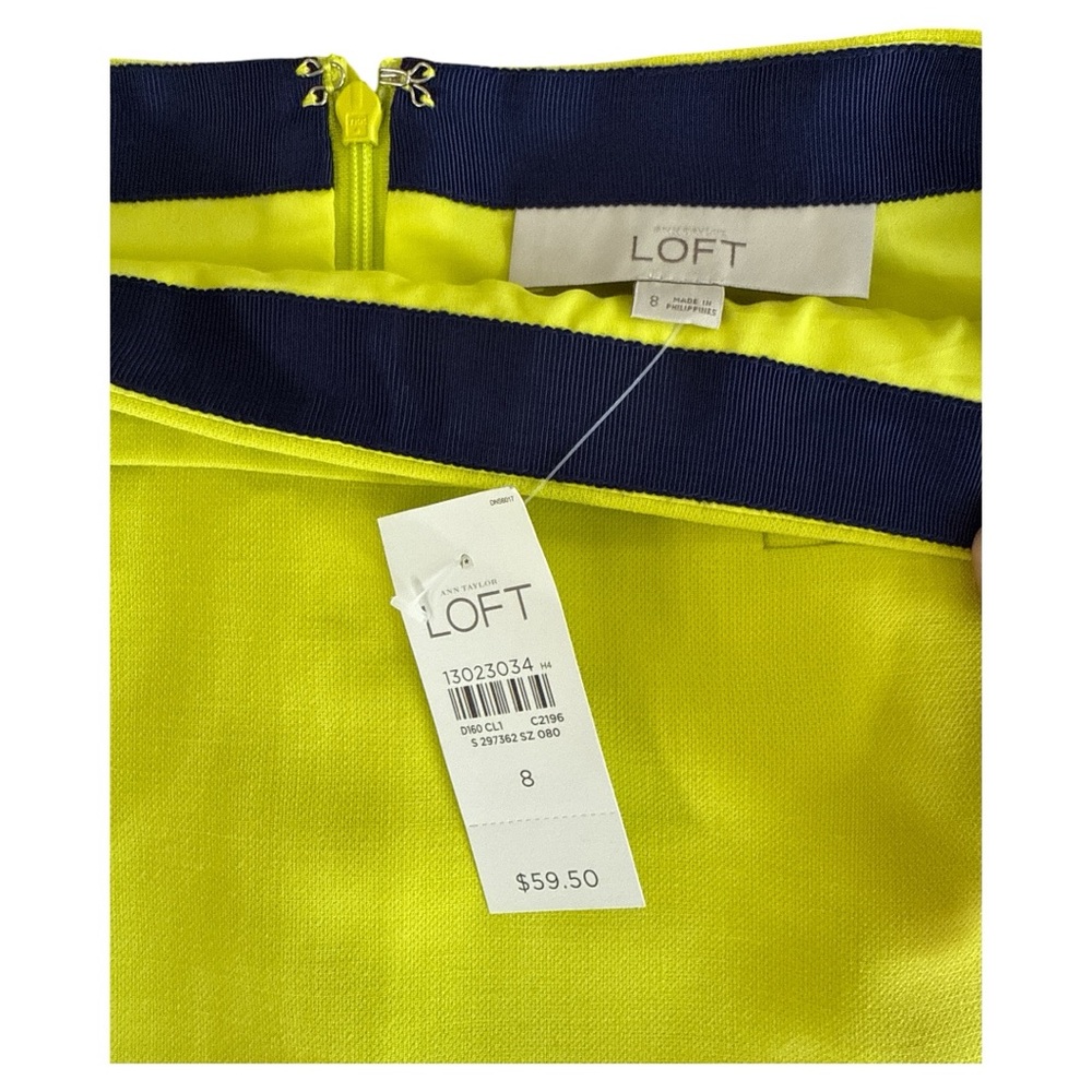 NWT ANN TAYLOR LOFT VIBRANT NEON YELLOW STRAIGHT SKIRT 8 - Picture 3 of 4